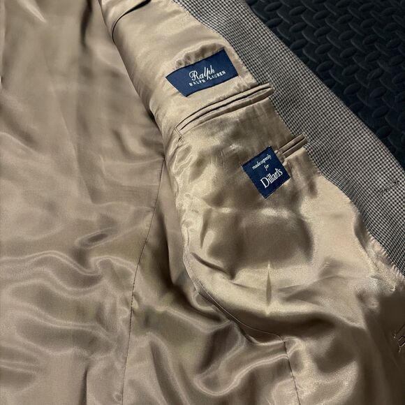 Vtg Ralph Lauren Sport Dillard’s Coat Blazer Brown Tweed Mens 48L Silk Wool Blnd - Picture 6 of 15